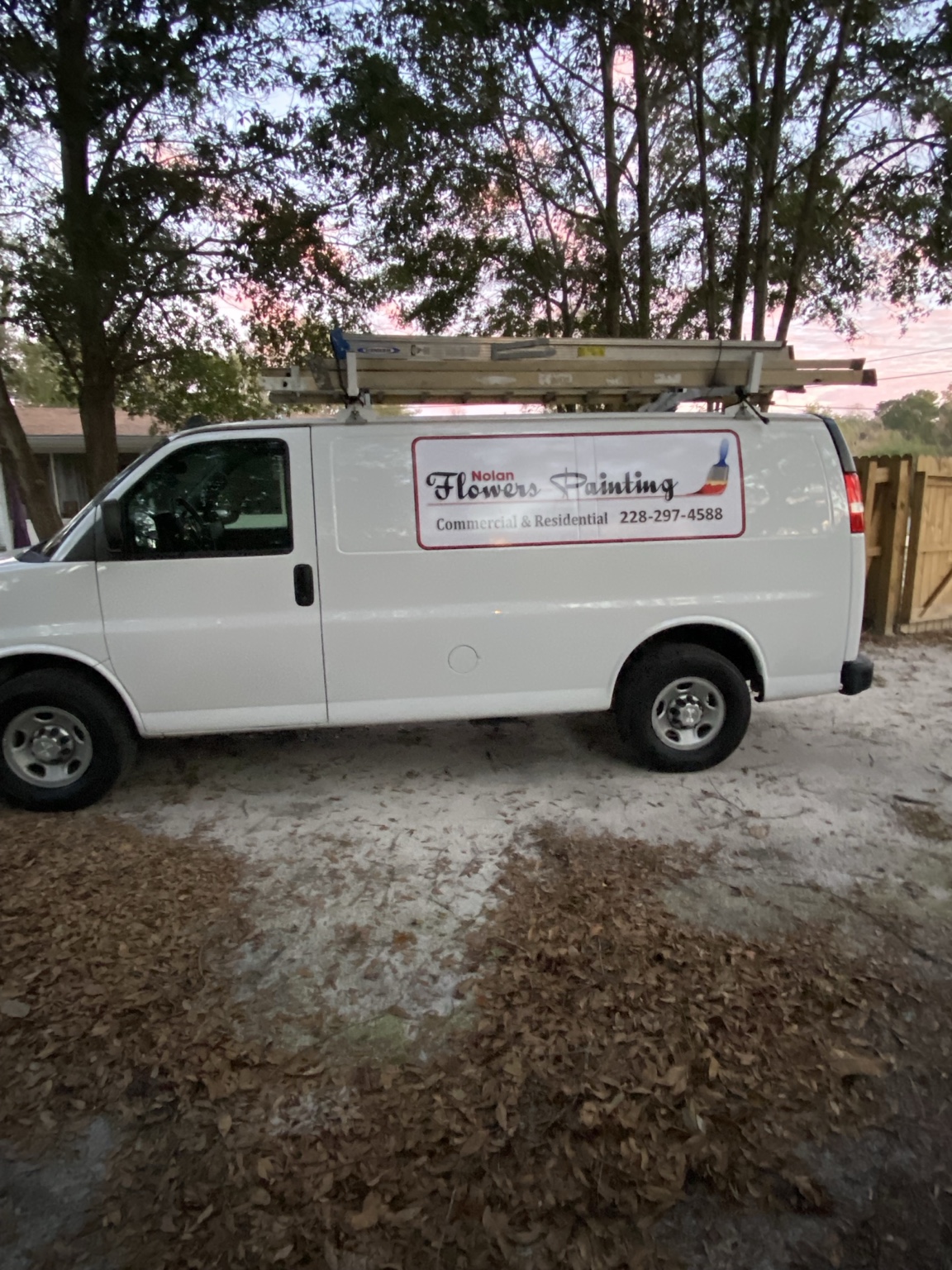 Nolan Flowers Painting work van with company logo