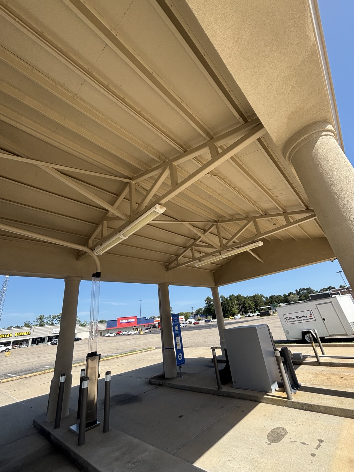 Commercial drive-through canopy structure and coating work